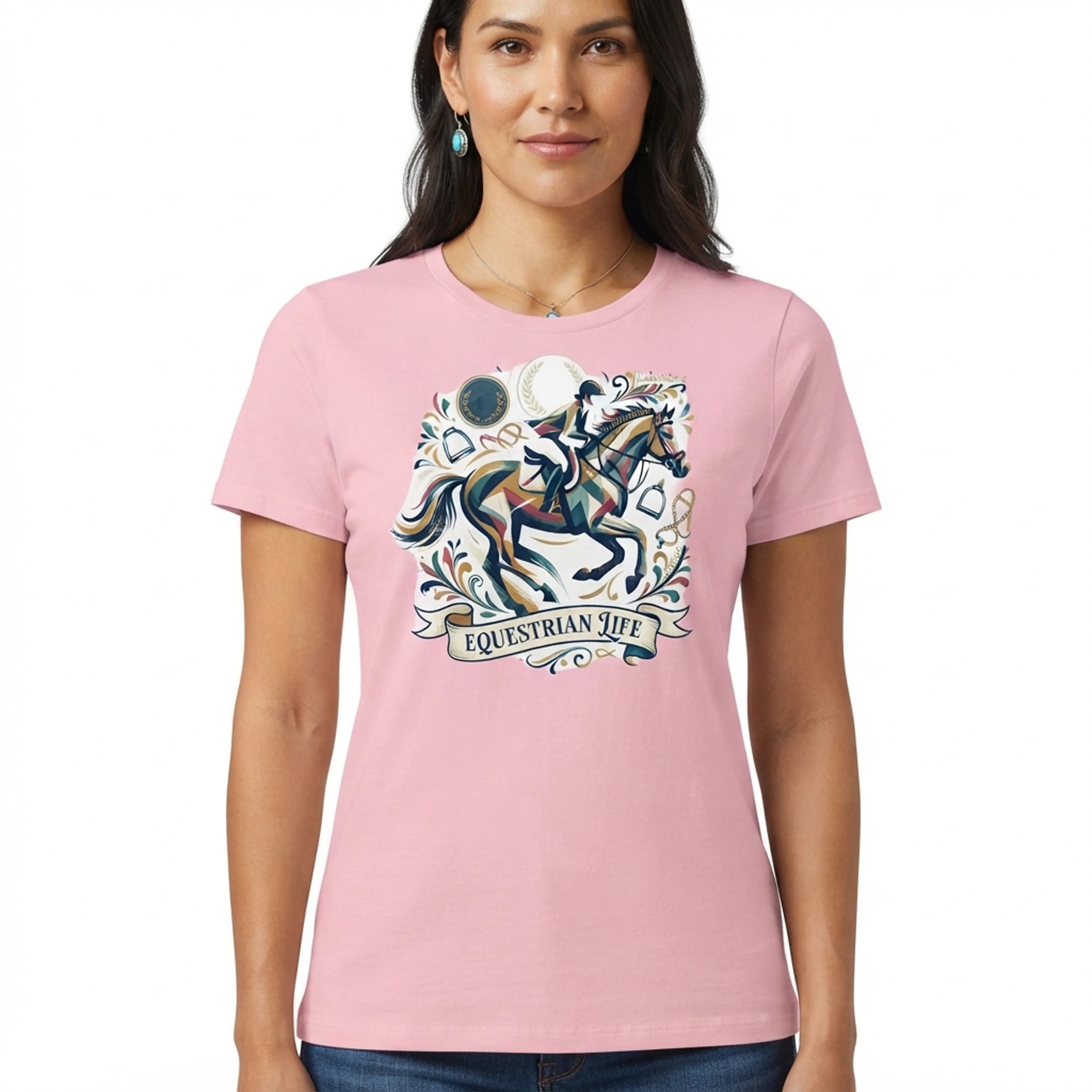 Vintage Equestrian Life Graphic Womens T-Shirt