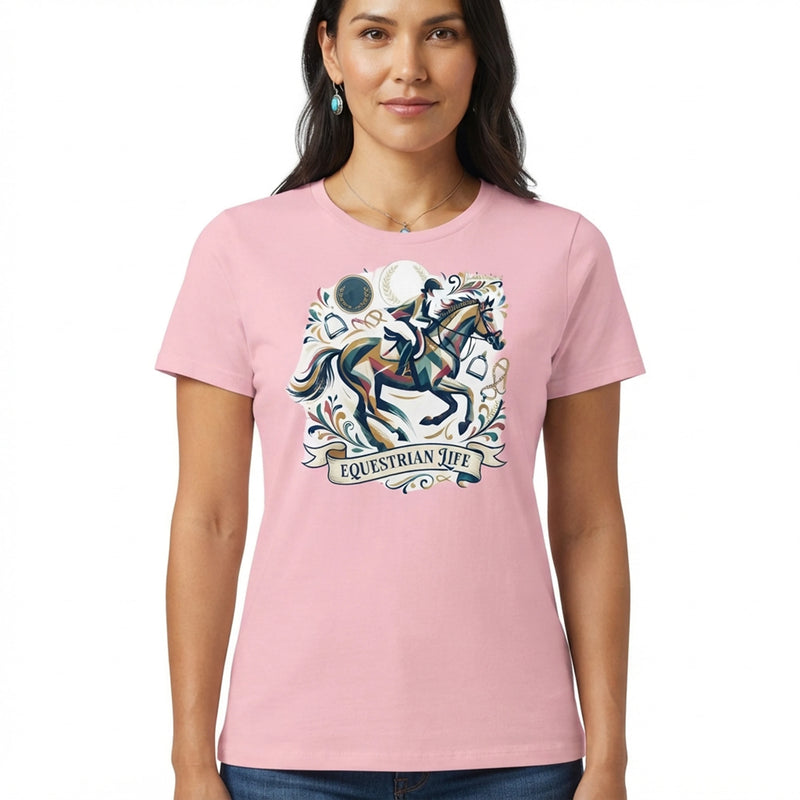 Vintage Equestrian Life Graphic Womens T-Shirt