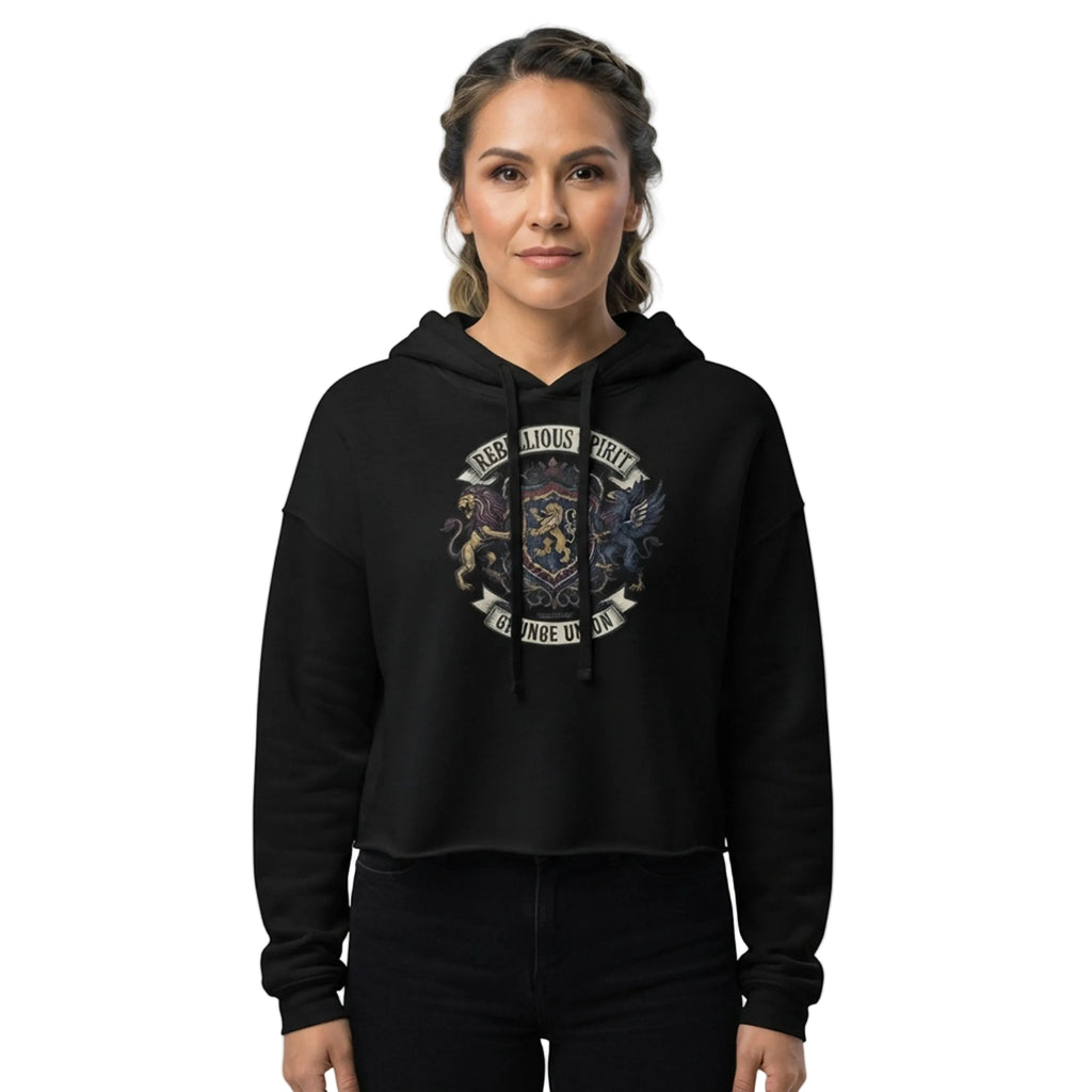 Rebellious Spirit Grunge Union Cropped Hoodie