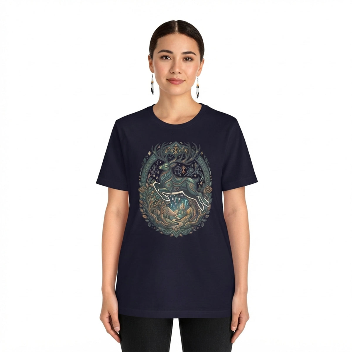 Nordic Mythic Deer Graphic Relaxed T-Shirt