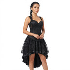 Women's Gothic Steampunk Floral Corset Top with Skirt