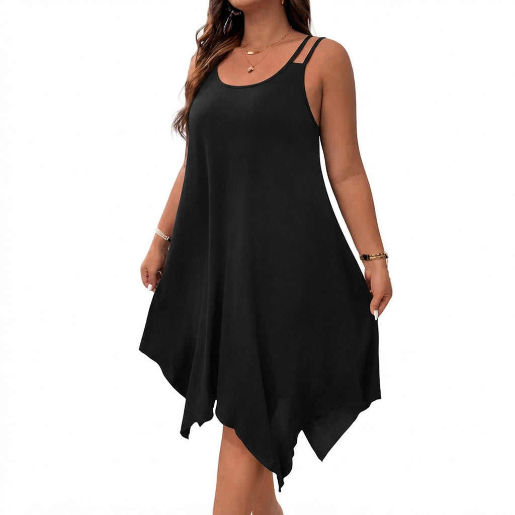 Plus Size Womens Asymmetrical Hem Midi Sundress