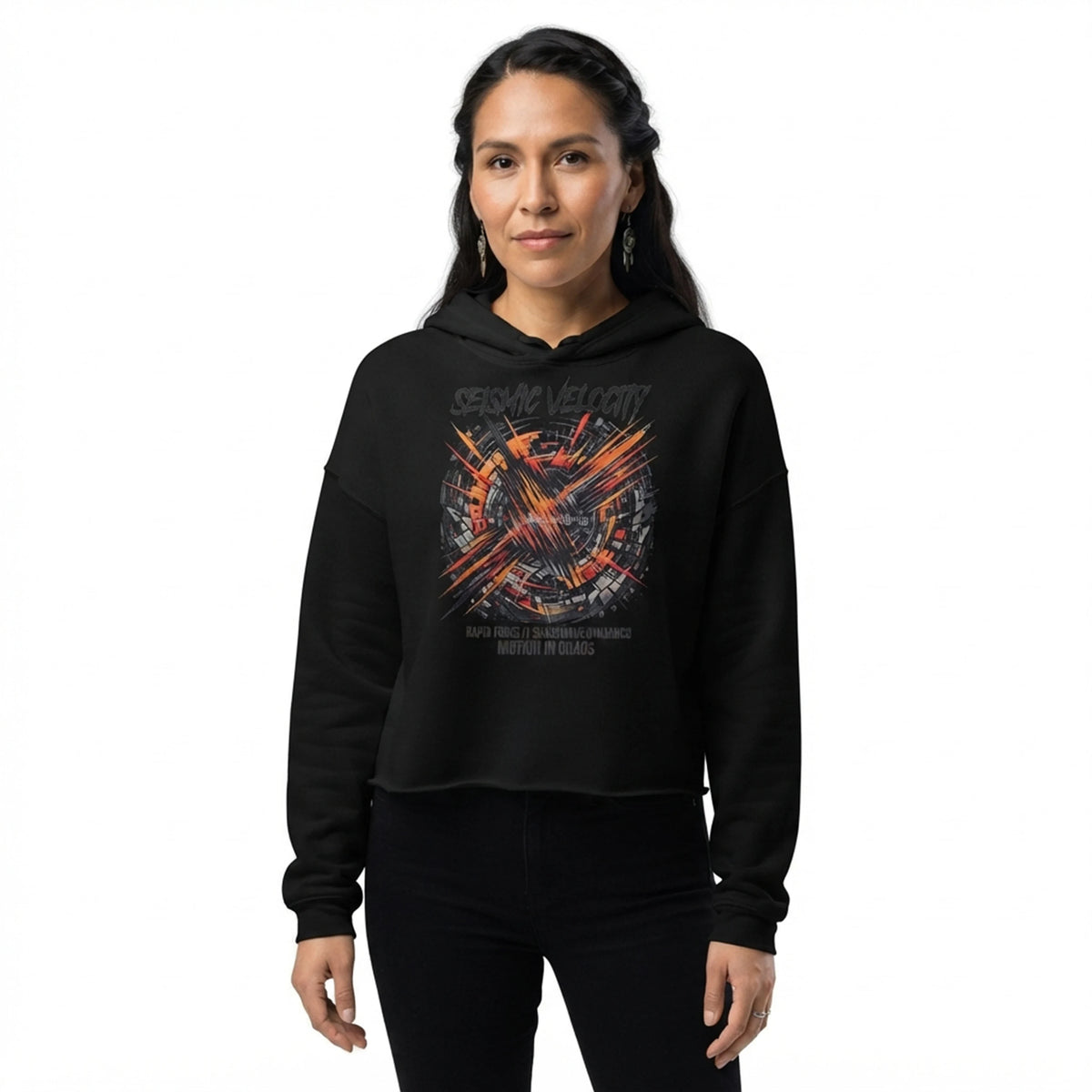 Seismic Velocity Motion In Chaos Women's Cropped Hoodie - RAPID FORCE
