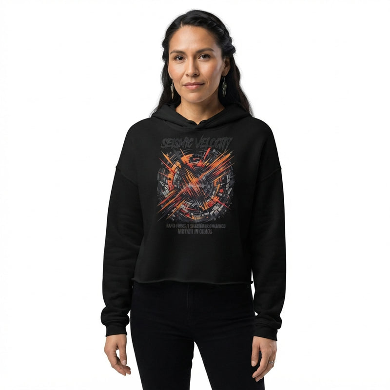 Seismic Velocity Motion In Chaos Women's Cropped Hoodie - RAPID FORCE