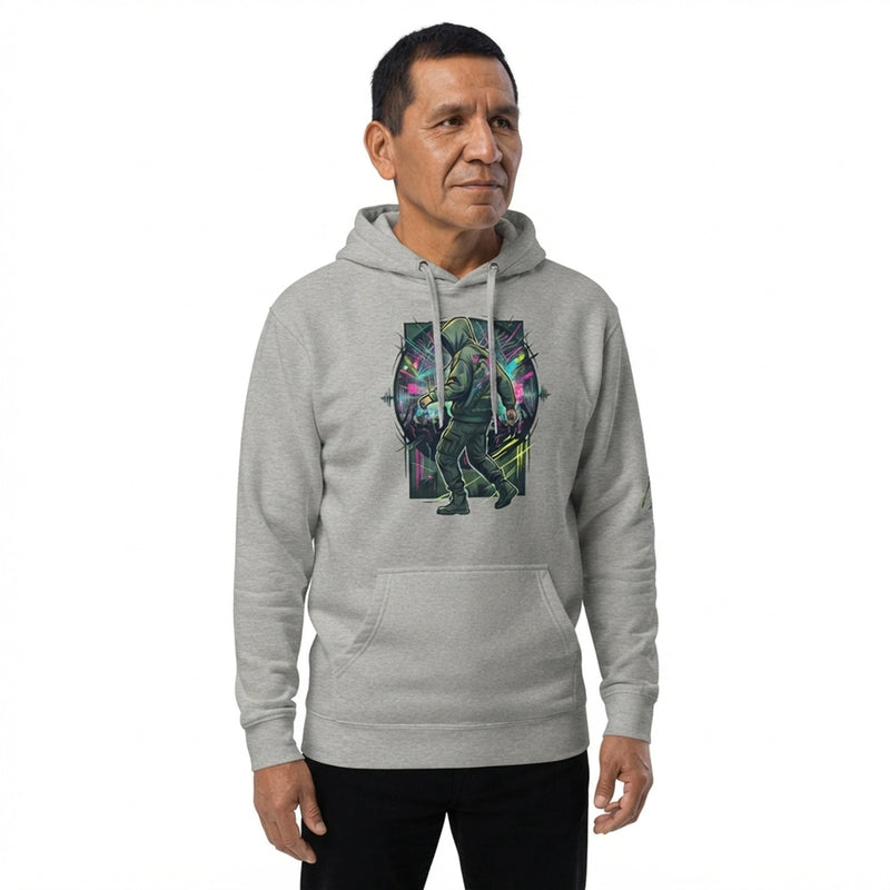 Neon Rave Dancer Graphic Pullover Hoodie