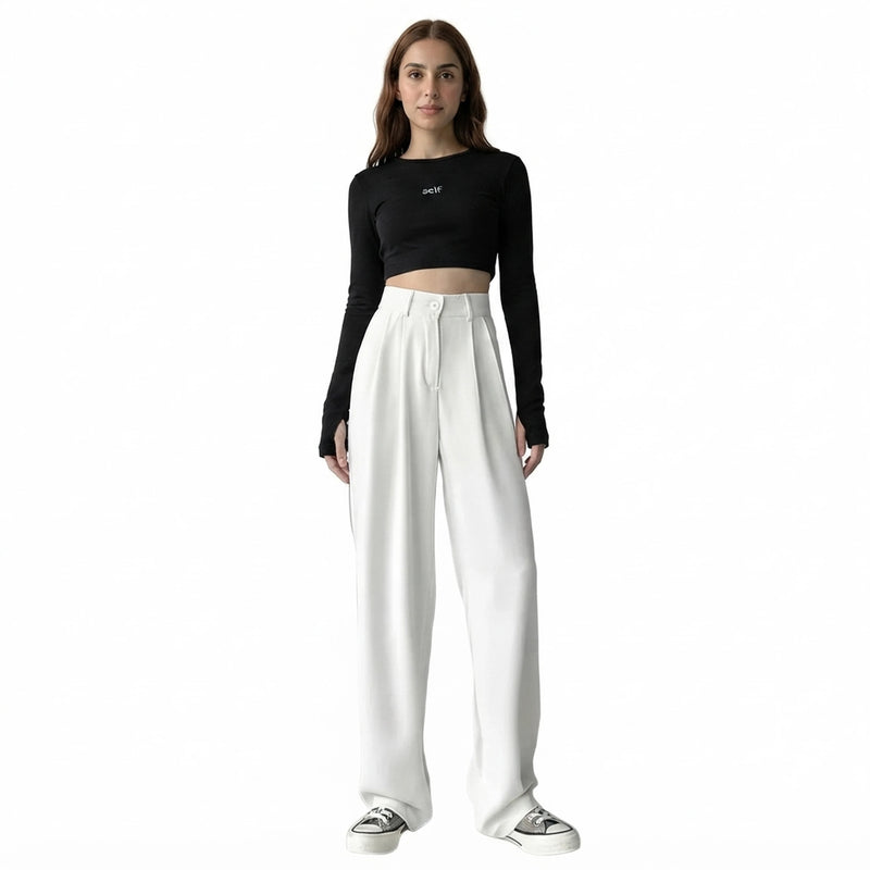 Summer White High Waist Palazzo Pants