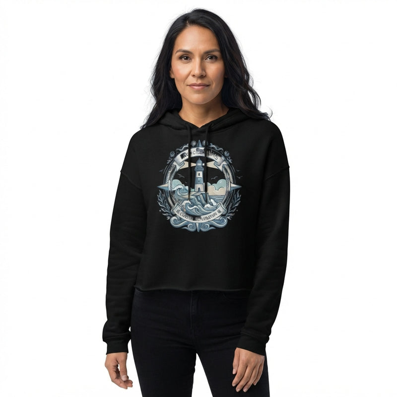 Coastal Exploration Lighthouse Graphic Crop Hoodie