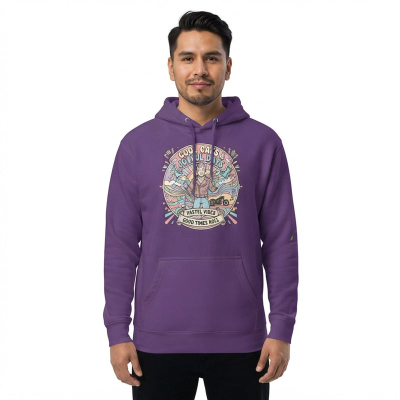Cool Cats And Joyful Days Retro Hoodie - PASTEL VIBES GOOD TIMES ROLL
