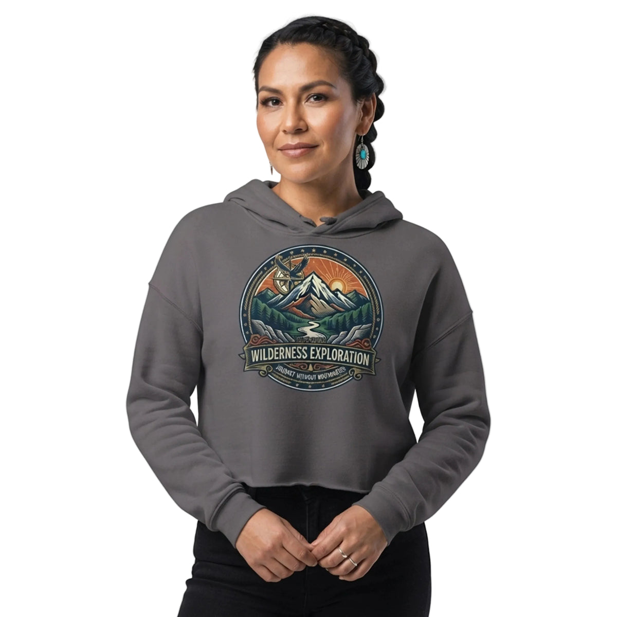 Wilderness Exploration Journey Without Boundaries Cropped Hoodie