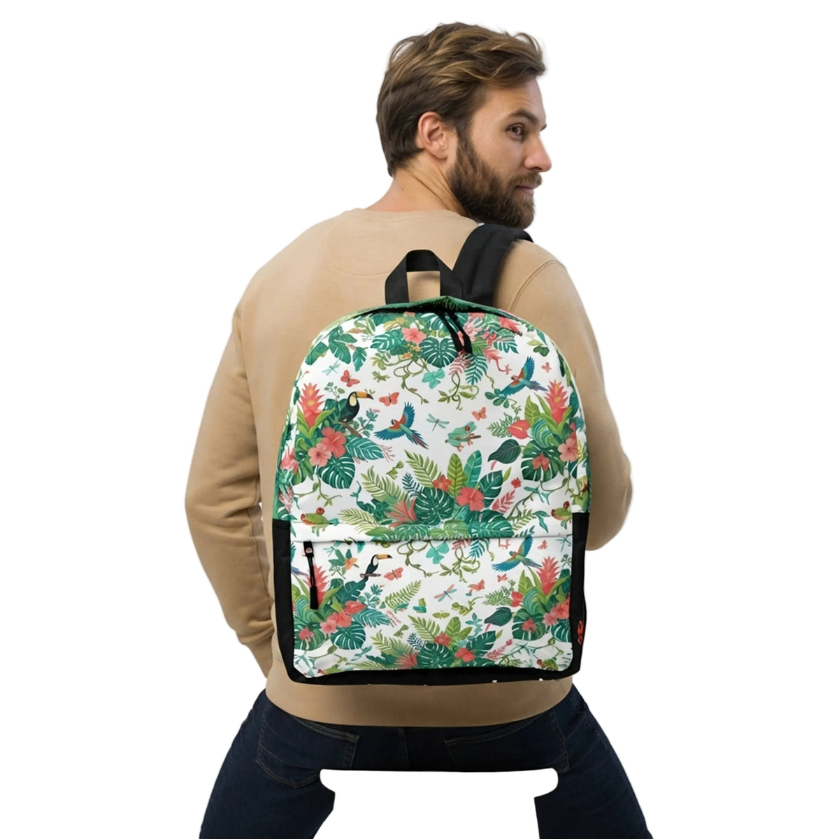 Tropical Wildlife Botanical Pattern Backpack