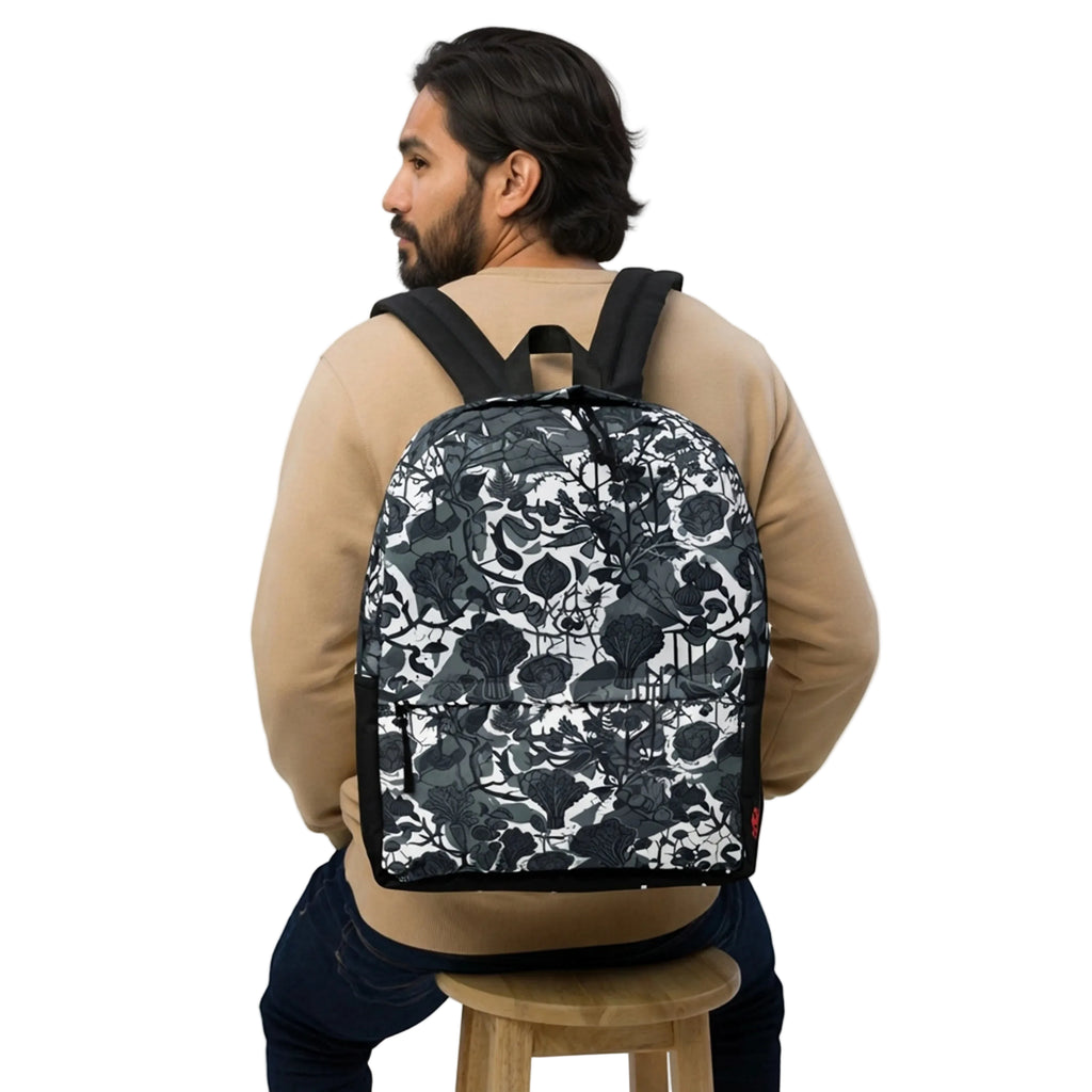 Monochrome Garden Vegetable Pattern Backpack