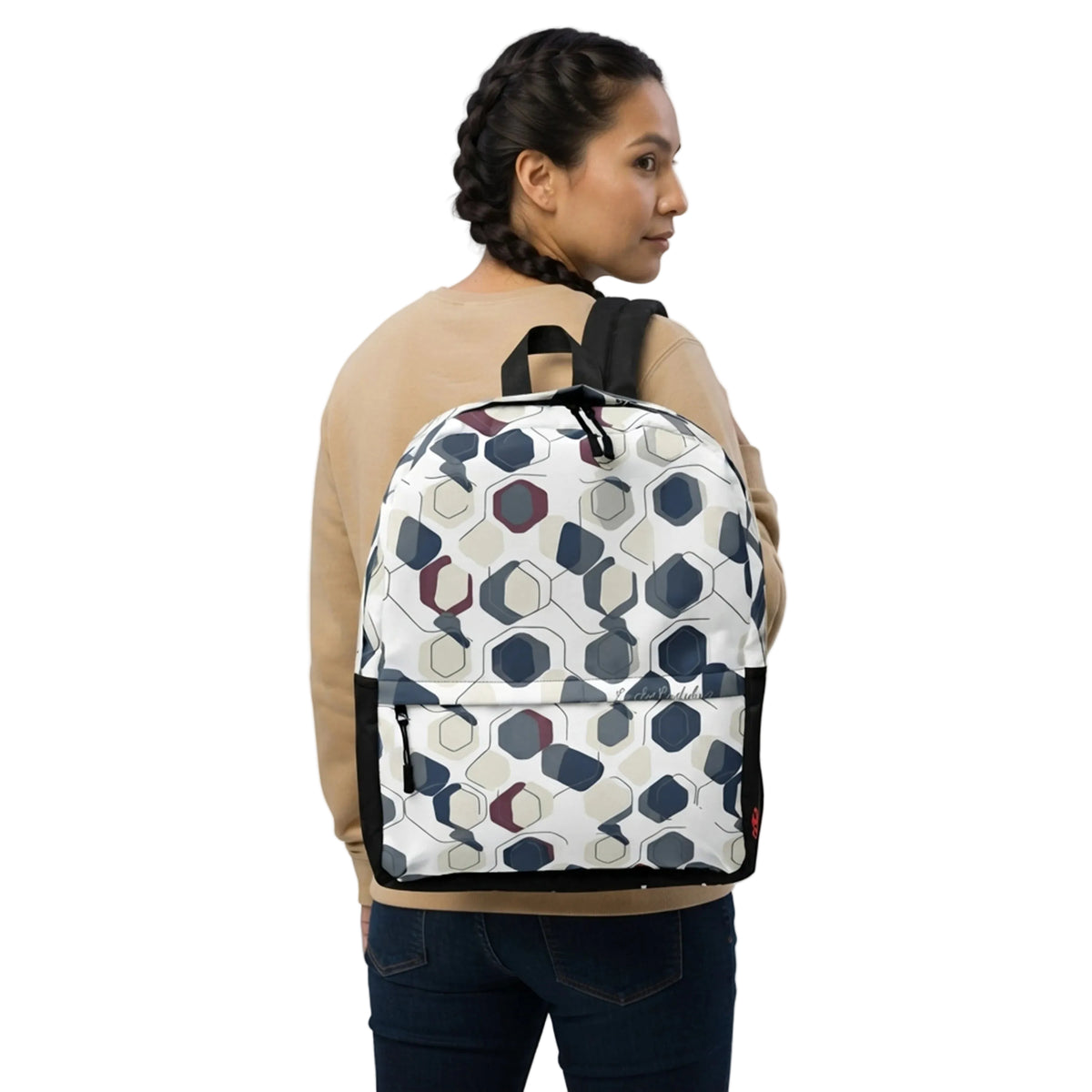 Abstract Geometric Hexagon Pattern Backpack