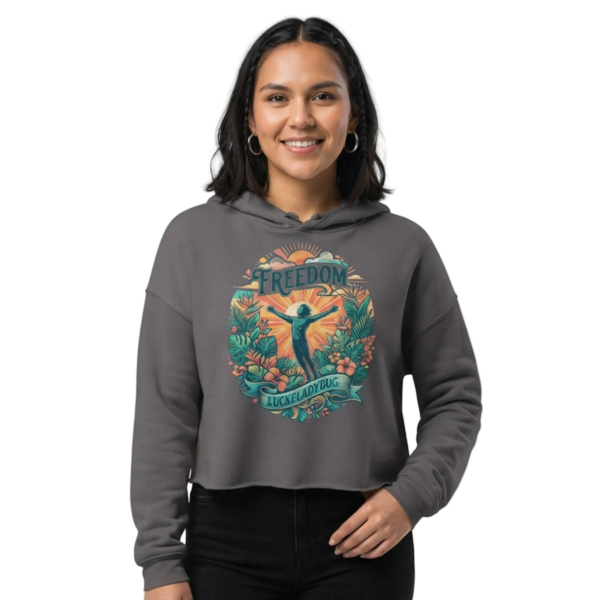 Freedom Tropical Sunrise Women's Cropped Hoodie