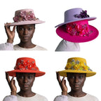 9.5cm Brim Rhinestone Flower Fedora Jazz Hat