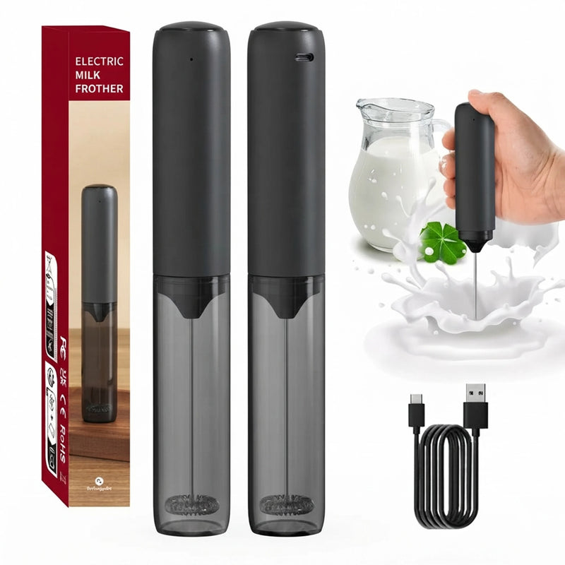 Portable Rechargeable Milk Frother with Stainless Steel Whisk