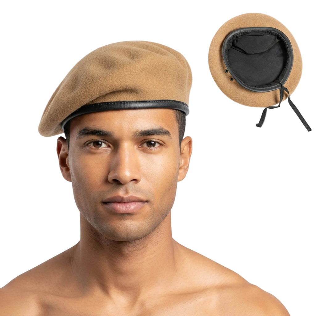 Classic Wool Military Beret with Adjustable Binding