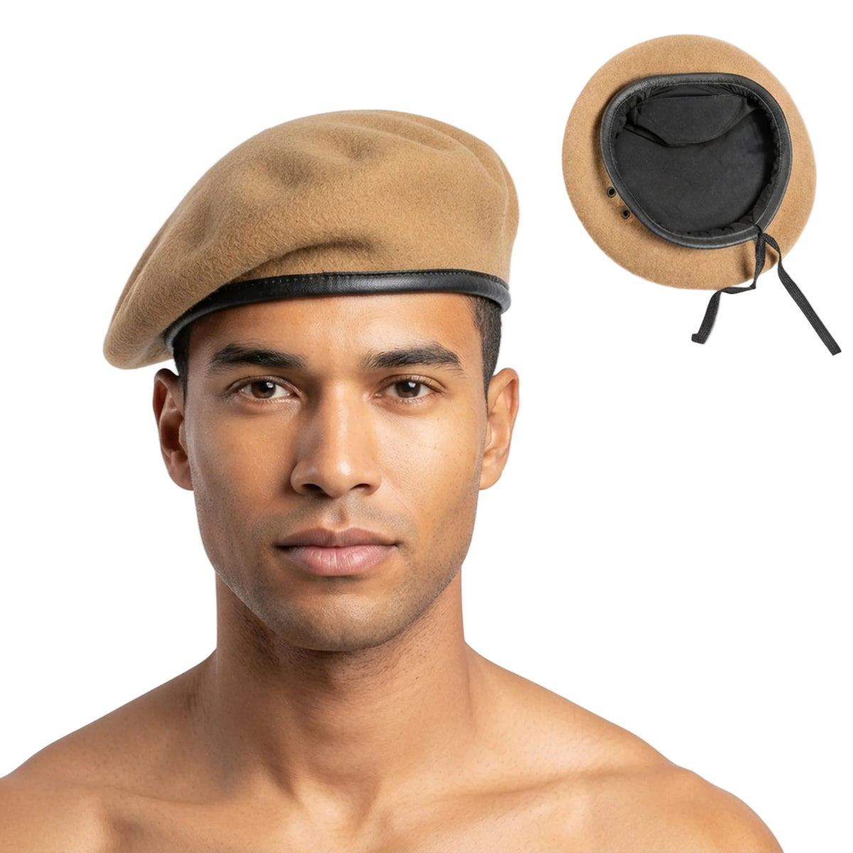 Classic Wool Military Beret with Adjustable Binding