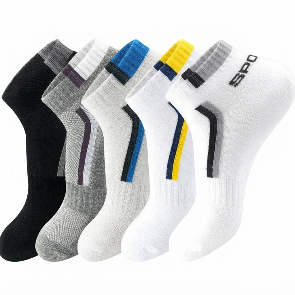 Men's Striped Casual Ankle Sports Socks - 5 Pair Pack