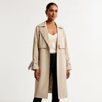 Womens Long Trench Coat Classic British Style Casual Windbreaker
