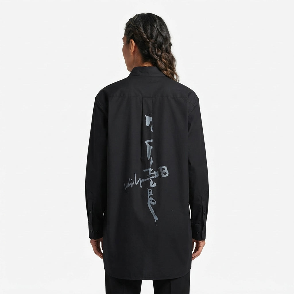 Asymmetrical Double - Layered Collar Solid Color Shirt