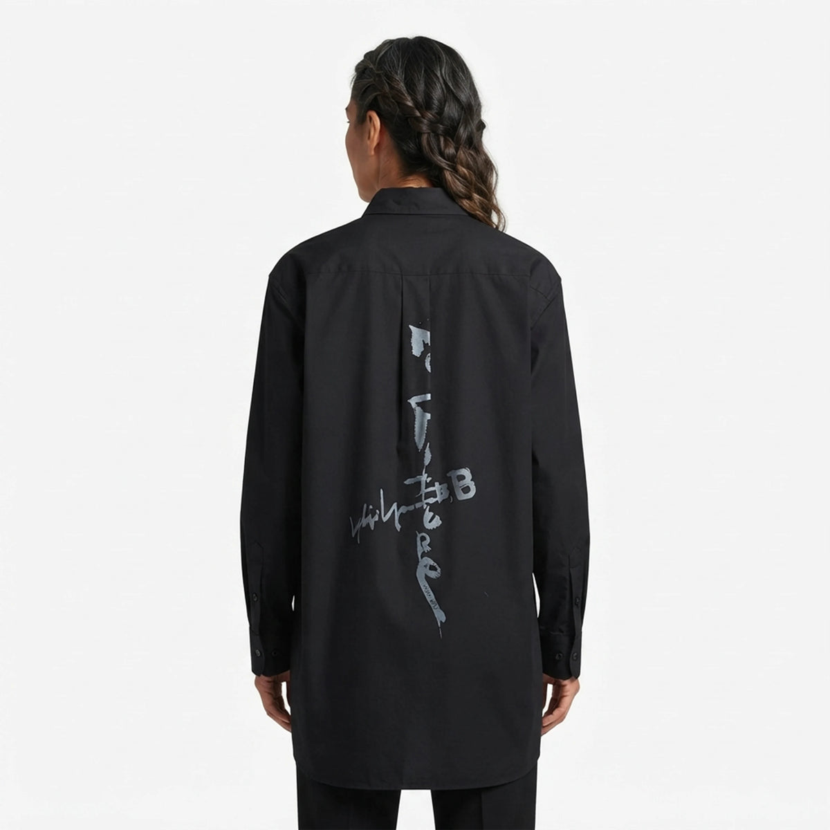 Asymmetrical Double - Layered Collar Solid Color Shirt