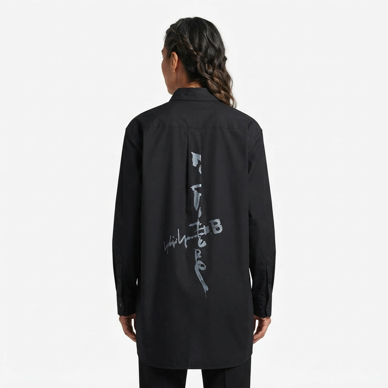 Asymmetrical Double - Layered Collar Solid Color Shirt