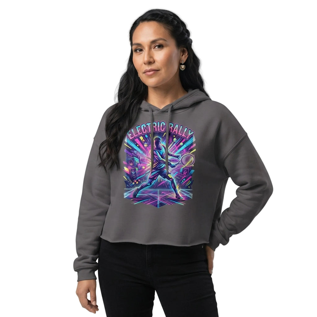 Electric Rally Neon Tennis Cropped Hoodie