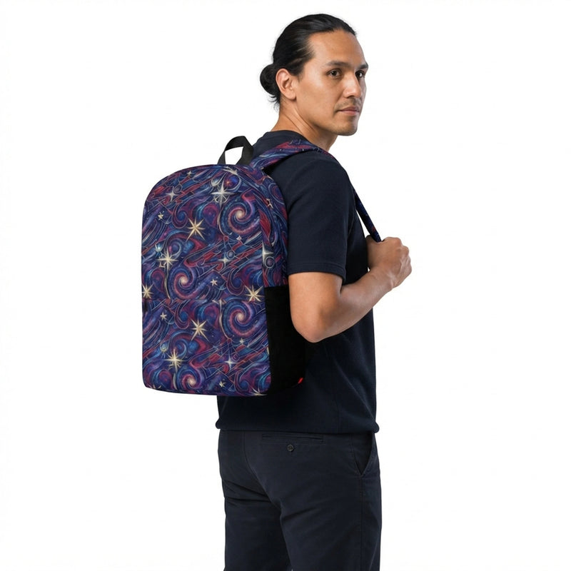 Cosmic Red And Blue Starry Galaxy Backpack