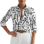 Womens Floral Print Long Sleeve Polo Blouse