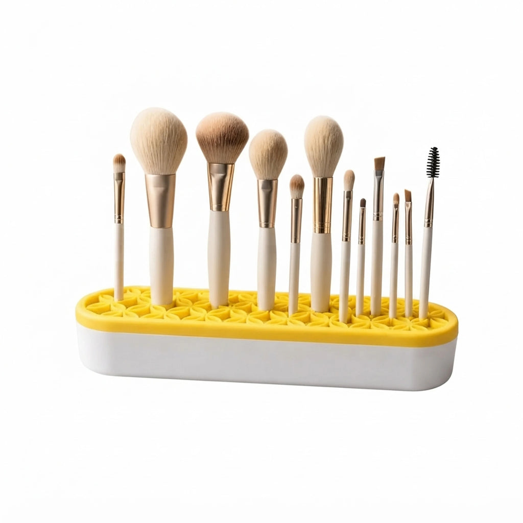 Multi - Grid Silicone Desktop Cosmetic Tool Display Stand & Makeup Brush