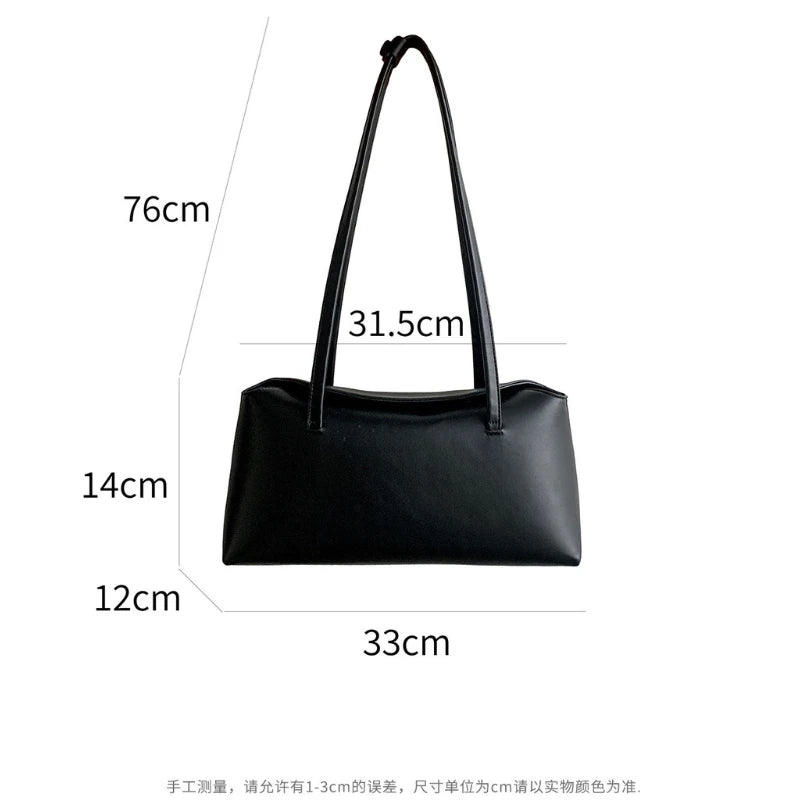 Stylish PU baguette shoulder bag for women with adjustable straps and sleek design