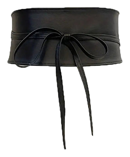 LuckeLadybug PU leather corset belt for women with stylish bow detail for a chic look