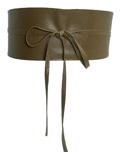 LuckeLadybug LLC PU leather corset belt for women with adjustable tie for versatile styling