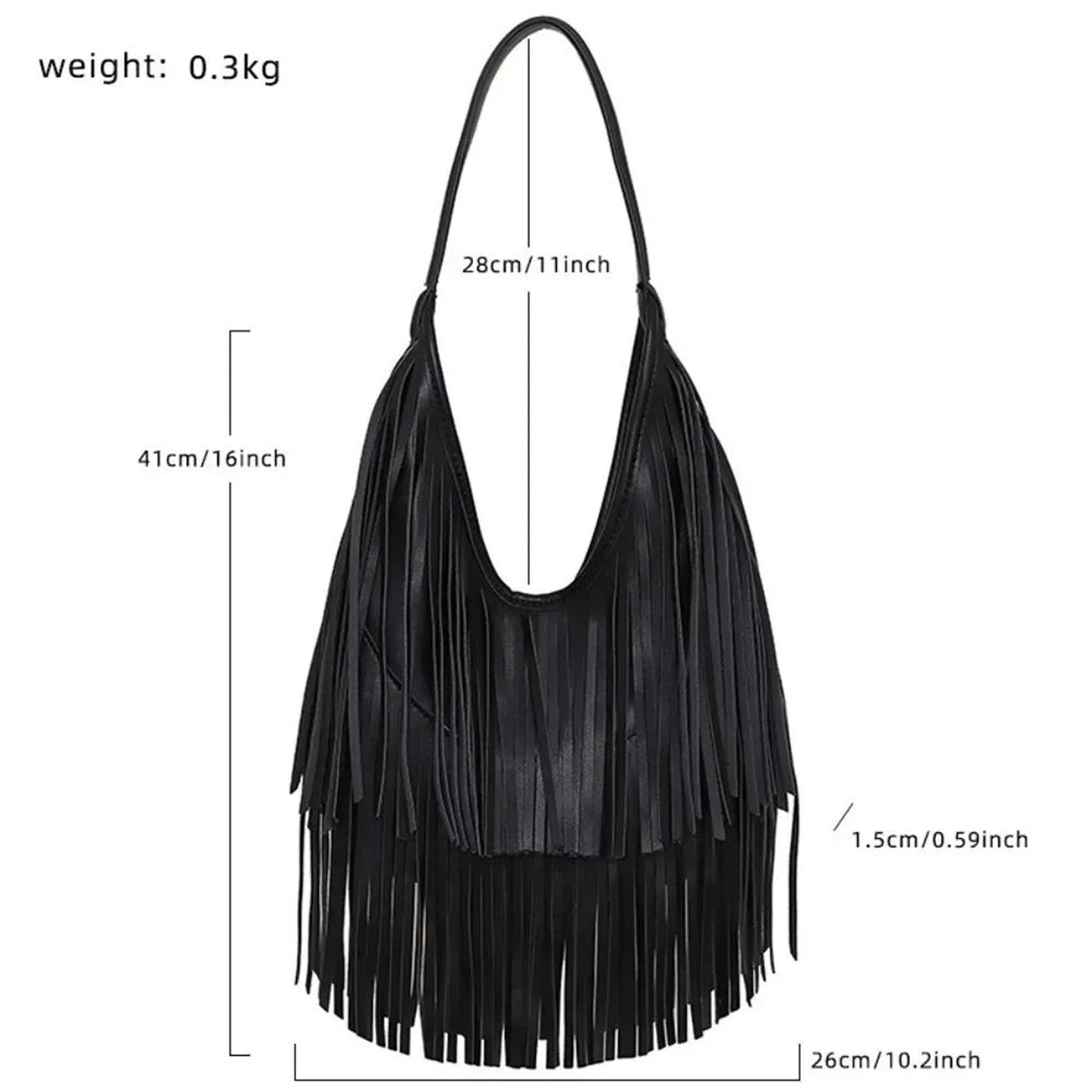 Stylish PU leather tassel hobo bag with soft fringing and a spacious design for everyday use.