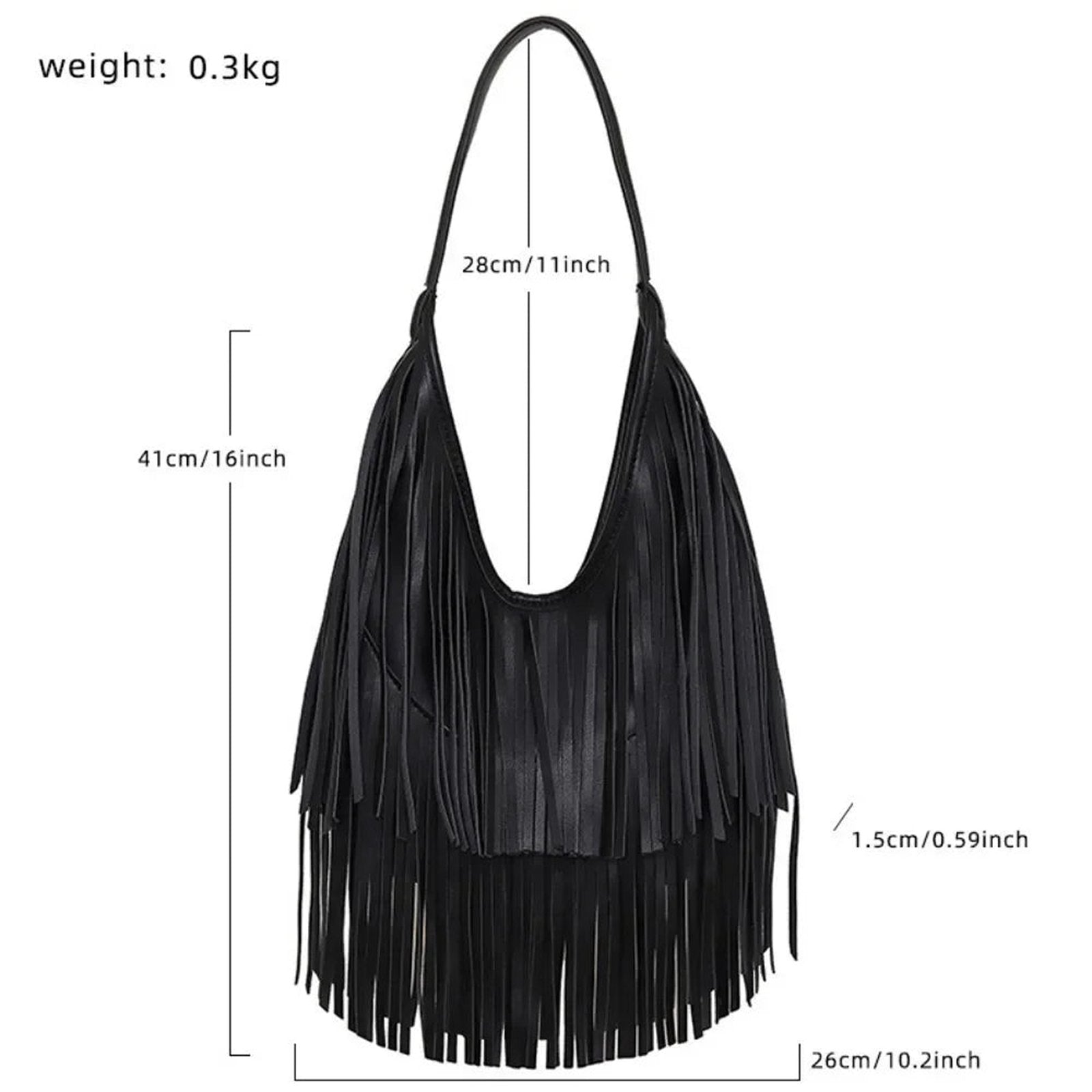 Stylish PU leather tassel hobo bag with soft fringing and a spacious design for everyday use.