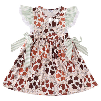 Adorable Pumpkin Daisy Leopard Girl Dress: Perfect Outfit For Your Little Fashionista! - LuckeLadybug LLC