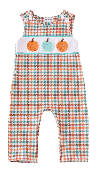 Adorable Pumpkin French Knot Gingham Boy Jonjon For Your Little Fashionista! - LuckeLadybug LLC