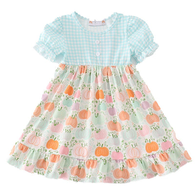 Adorable Pumpkin Print Ruffle Girl Dress For Baby And Toddler Fashionistas - LuckeLadybug LLC