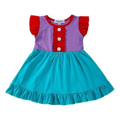 Adorable Puple Teal Ruffle Dress For Stylish Babies & Toddlers! - LuckeLadybug LLC