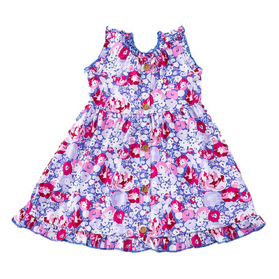 Adorable In Bloom: Purple Floral Ruffle Dress For Stylish Babies & Toddlers - LuckeLadybug LLC