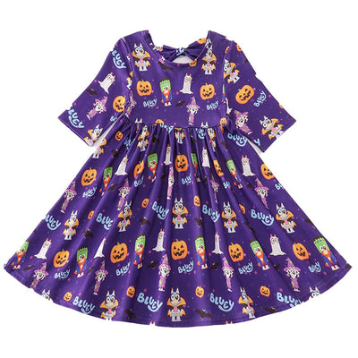 Adorable Purple Halloween Pumpkin Twirl Dress For Your Little Boo! - LuckeLadybug LLC