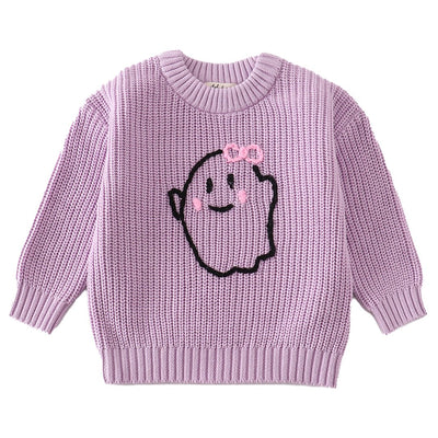 Hand-Embroidery Ghost Pullover Sweater