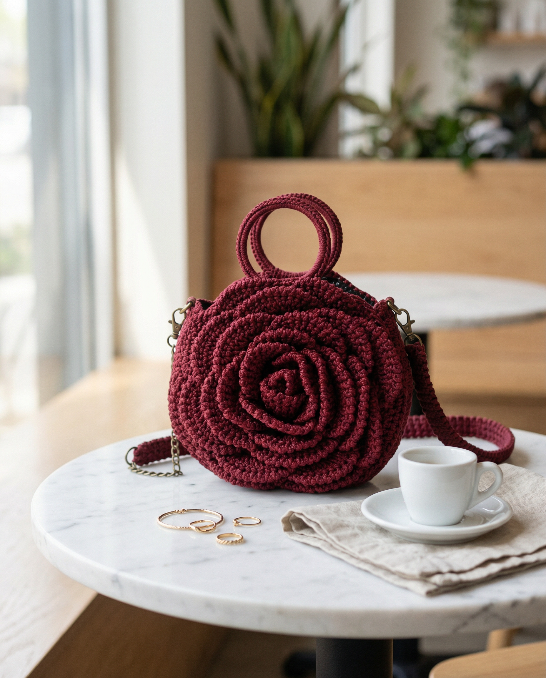 Maasai Rose Artisan Red Crochet Purse - Cafe Editorial