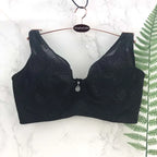 LuckeLadybug LLC Black Lace Push Up Bra with Elegant Design and Charm Detail