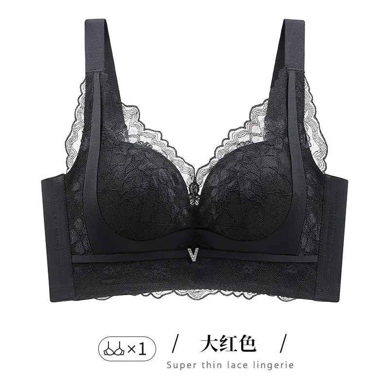 LuckeLadybug push up bra in black lace design with feminine detailing and comfortable fit