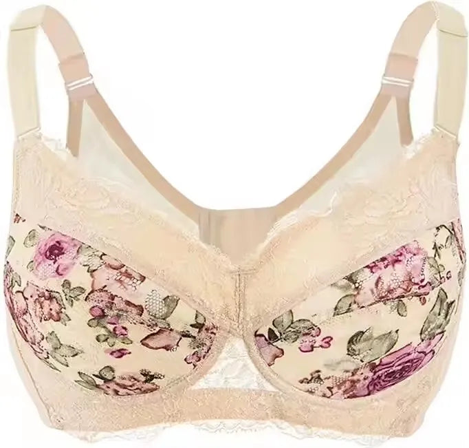 LuckeLadybug LLC Floral Underwire Push Up Bra with Delicate Lace Detailing