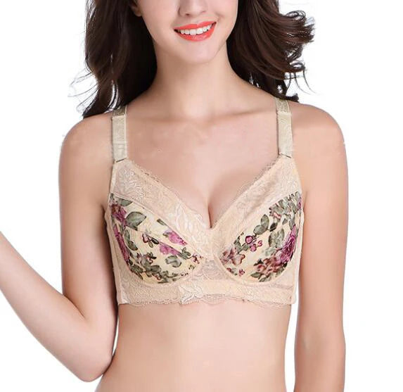 LuckeLadybug LLC Beautiful Underwire Push Up Bra with Floral Embroidery for Enhanced Comfort and Support