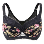 LuckeLadybug LLC Floral Underwire Push Up Bra with Elegant Lace Detail