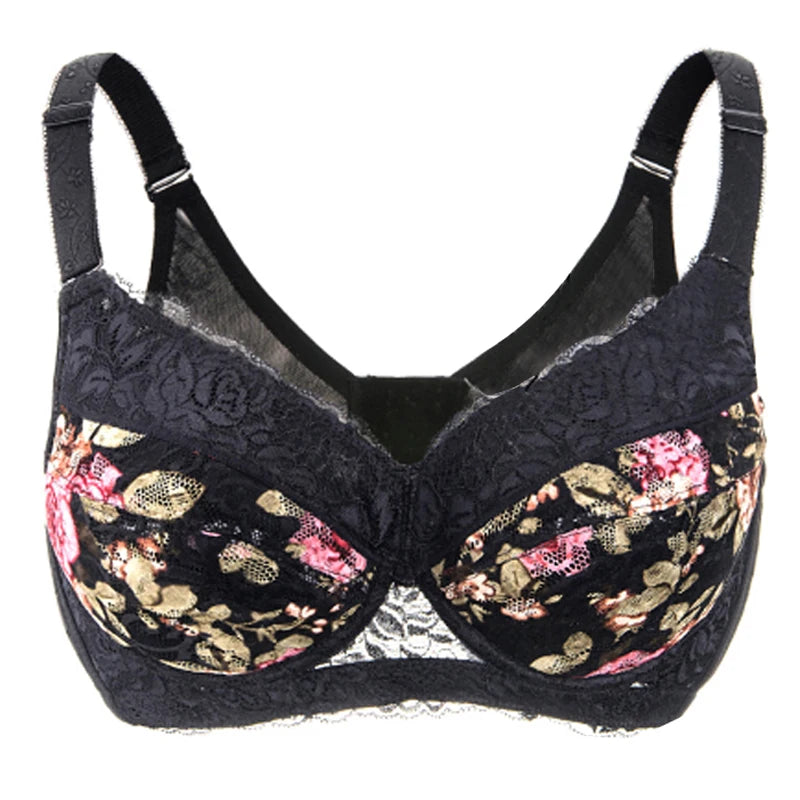 LuckeLadybug LLC Floral Underwire Push Up Bra with Elegant Lace Detail