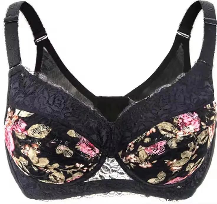 LuckeLadybug LLC Floral Lace Underwire Push Up Bra with Adjustable Straps for Comfort